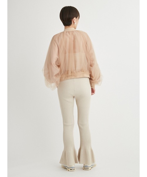 emmi(エミ)の「フレアヘムラメリブニットパンツ(その他パンツ・レディース・ライトベージュ/ダークネイビー・0/1)」の7枚目の写真
