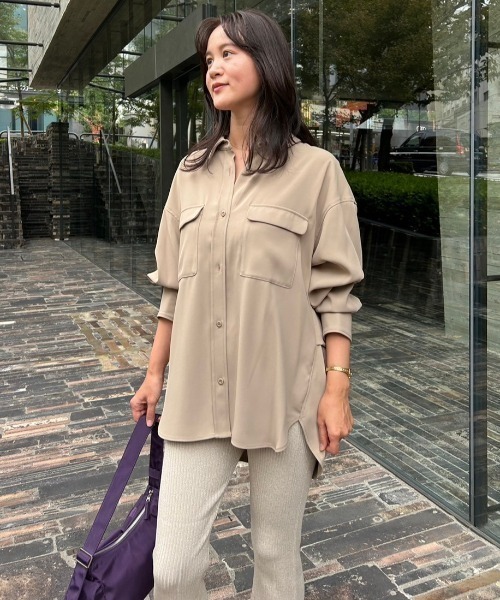 emmi(エミ)の「フレアヘムラメリブニットパンツ(その他パンツ・レディース・ライトベージュ/ダークネイビー・0/1)」の15枚目の写真