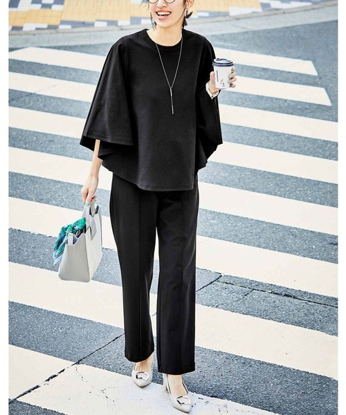 Live in comfort（リブインコンフォート）の「リブ　イン　コンフォート　アクティブに動ける！吸汗速乾＆抗菌防臭素材のフレアー袖カットソートップス（Tシャツ/カットソー・レディース・ブラック/ホワイト・LARGE/MEDIUM/SMALL/X-LARGE）」の9枚目の写真