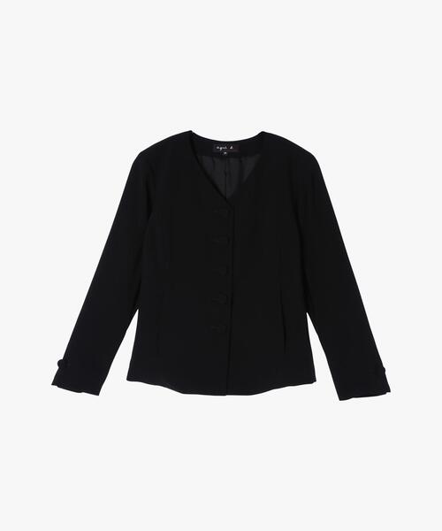 agnes b.(アニエスベー)の「U700 VESTE ジャケット(ノーカラージャケット・レディース・ブラック・40/36/38)」の2枚目の写真