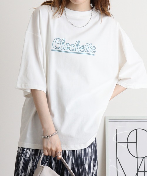Arinomama(アリノママ)の「カジュアルロゴTシャツ(Tシャツ/カットソー・レディース・オフホワイト/チャコールグレー/ブルー系その他・F)」の2枚目の写真