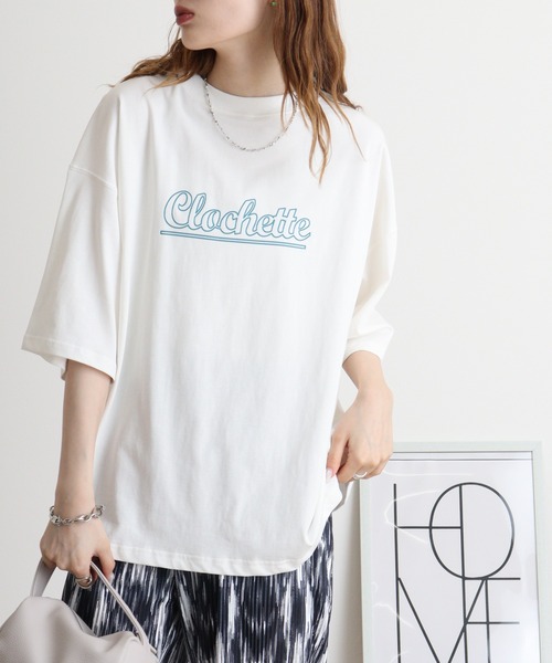 Arinomama(アリノママ)の「カジュアルロゴTシャツ(Tシャツ/カットソー・レディース・オフホワイト/チャコールグレー/ブルー系その他・F)」の9枚目の写真