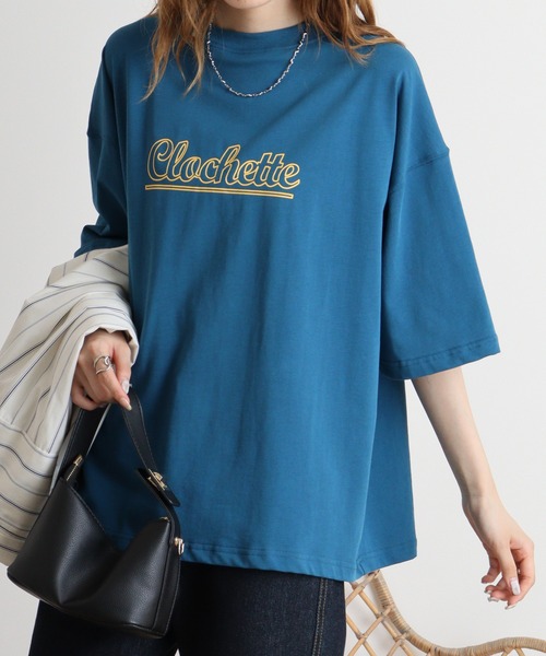 Arinomama(アリノママ)の「カジュアルロゴTシャツ(Tシャツ/カットソー・レディース・オフホワイト/チャコールグレー/ブルー系その他・F)」の4枚目の写真