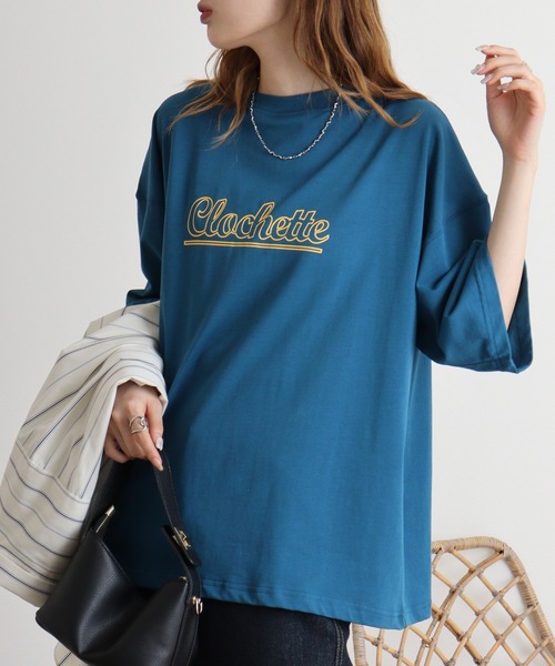Arinomama(アリノママ)の「カジュアルロゴTシャツ(Tシャツ/カットソー・レディース・オフホワイト/チャコールグレー/ブルー系その他・F)」の5枚目の写真
