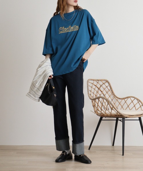 Arinomama(アリノママ)の「カジュアルロゴTシャツ(Tシャツ/カットソー・レディース・オフホワイト/チャコールグレー/ブルー系その他・F)」の6枚目の写真