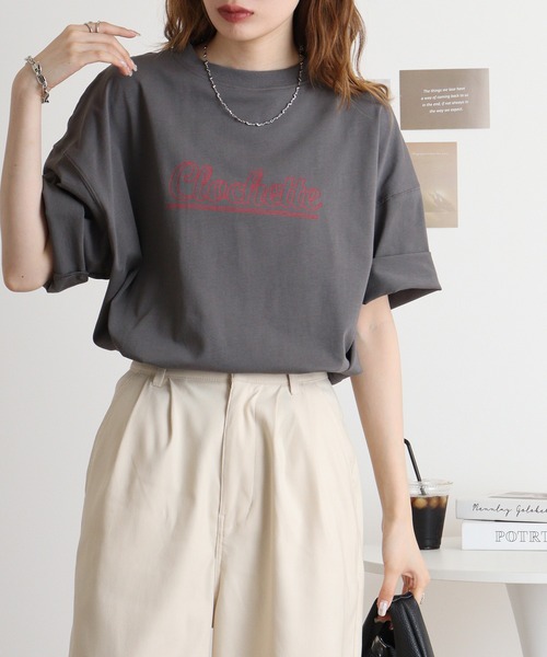 Arinomama(アリノママ)の「カジュアルロゴTシャツ(Tシャツ/カットソー・レディース・オフホワイト/チャコールグレー/ブルー系その他・F)」の14枚目の写真