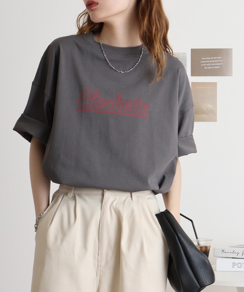 Arinomama(アリノママ)の「カジュアルロゴTシャツ(Tシャツ/カットソー・レディース・オフホワイト/チャコールグレー/ブルー系その他・F)」の15枚目の写真