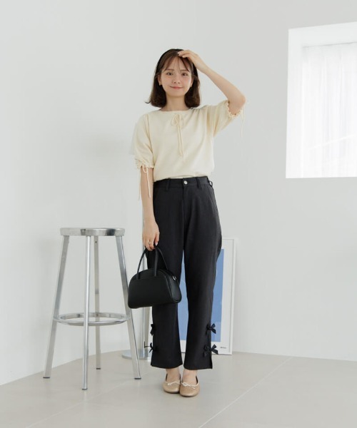 flower（フラワー）の「クラシックリボントップ（Tシャツ/カットソー・レディース・アイボリー/ピンク・FREE）」の6枚目の写真