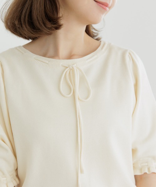 flower（フラワー）の「クラシックリボントップ（Tシャツ/カットソー・レディース・アイボリー/ピンク・FREE）」の9枚目の写真