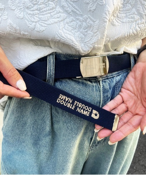 DOUBLE NAME（ダブルネーム）の「バックルロゴガチャベルト/ユニセックス（ベルト・レディース・ボルドー/ベージュ/ネイビー/オフホワイト・FREE）」の3枚目の写真