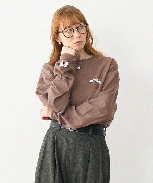 MILKFED.(ミルクフェド)の「RIBBON WIDE L/S TEE(Tシャツ/カットソー・レディース・ホワイト/ブラウン/ブラック・M/L)」の3枚目の写真