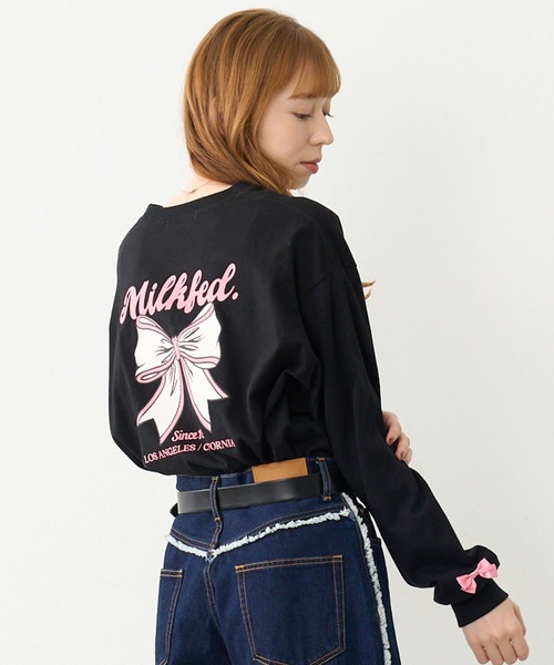 MILKFED.(ミルクフェド)の「RIBBON WIDE L/S TEE(Tシャツ/カットソー・レディース・ホワイト/ブラウン/ブラック・M/L)」の2枚目の写真