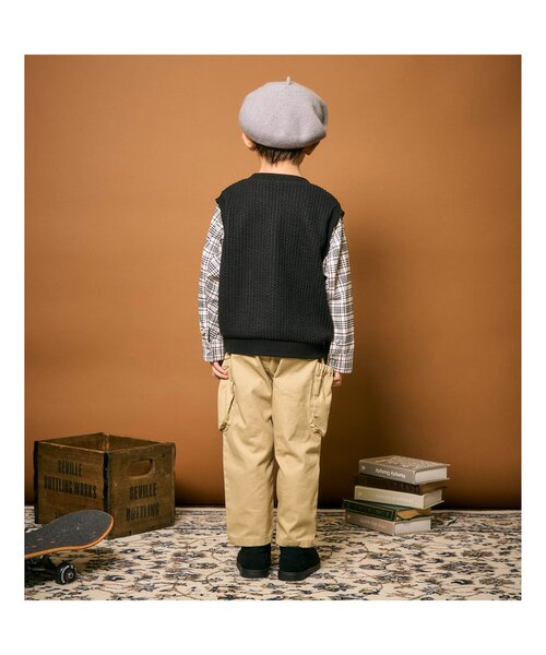 apres les cours（アプレレクール）の「ベストレイヤードTシャツ（Tシャツ/カットソー・キッズ・ブラック/アイボリー・80/90/100/110/120/130）」の4枚目の写真