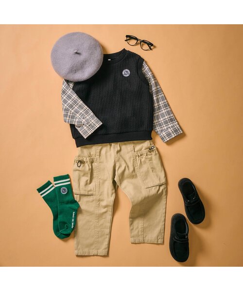 apres les cours（アプレレクール）の「ベストレイヤードTシャツ（Tシャツ/カットソー・キッズ・ブラック/アイボリー・80/90/100/110/120/130）」の9枚目の写真