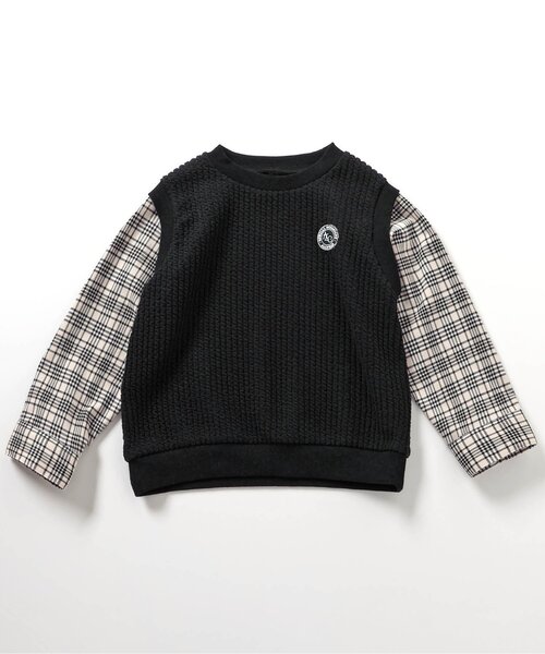 apres les cours（アプレレクール）の「ベストレイヤードTシャツ（Tシャツ/カットソー・キッズ・ブラック/アイボリー・80/90/100/110/120/130）」の10枚目の写真