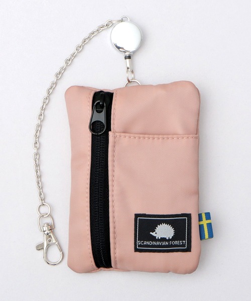 撥水ナイロン リール付き 多収納 ポーチ パスケース（ポーチ  