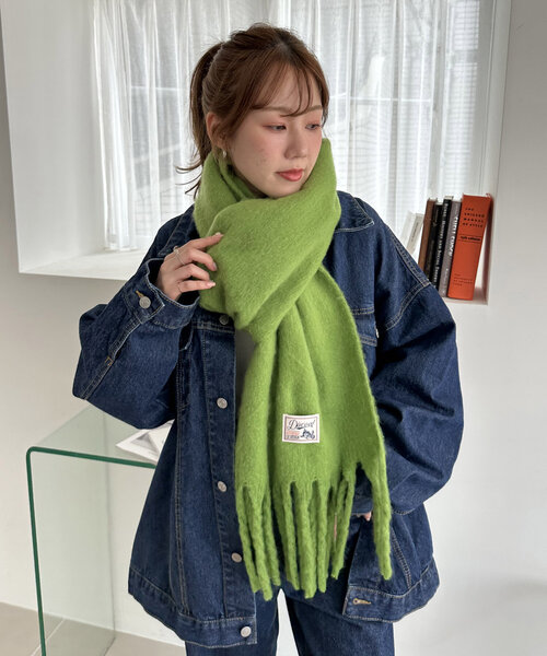 Free people★関送込ブラッシュフリンジマフラー(Deep ocean) DISCOAT（ディスコート）の「【6色展開】太フリンジマフラー