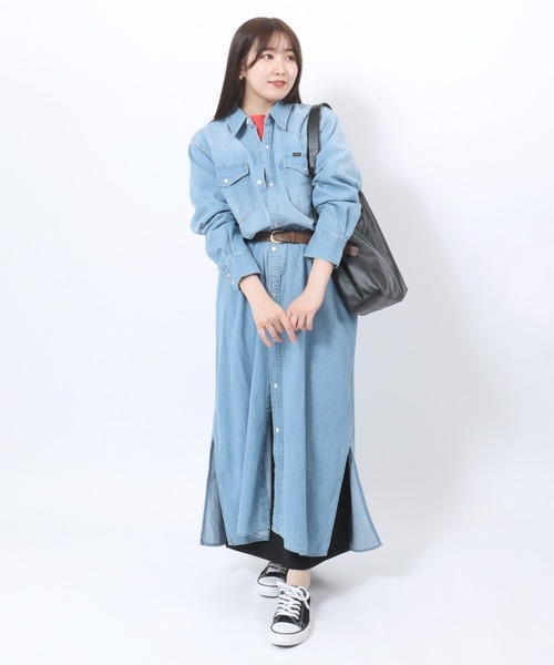 Lee(リー)の「Lee(リー)MAXI WESTERN DRESS/デニム・チェックシャツワンピース レディース/長袖ウエスタンシャツ(シャツワンピース・レディース・ダークインディゴブルー/ブルー系その他/レッド系その他/ブラック系その他/インディゴブルー・S/M)」の8枚目の写真