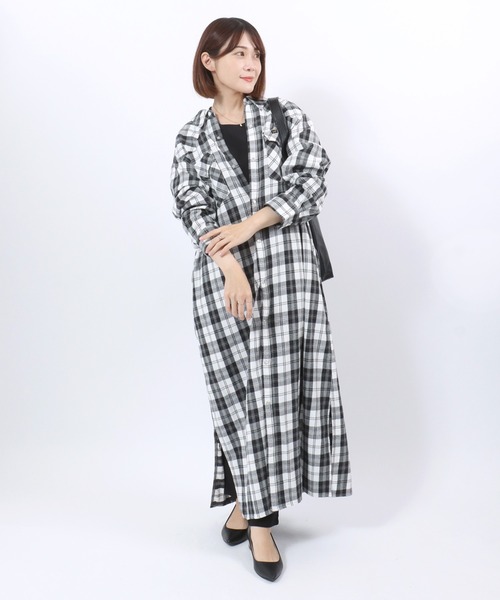 Lee（リー）の「Lee（リー）MAXI WESTERN DRESS/デニム・チェックシャツワンピース レディース/長袖ウエスタンシャツ（シャツワンピース・レディース・ダークインディゴブルー/ブルー系その他/レッド系その他/ブラック系その他/インディゴブルー・S/M）」の10枚目の写真