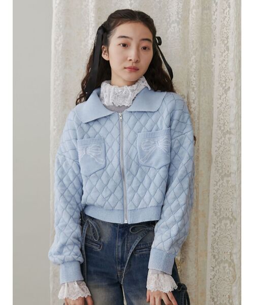 merry jenny（メリージェニー）の「ストーンウォッシュニットカーディガン（カーディガン/ボレロ・レディース・ライトブルー/オフホワイト/グレー/ブラウン・FREE）」の9枚目の写真