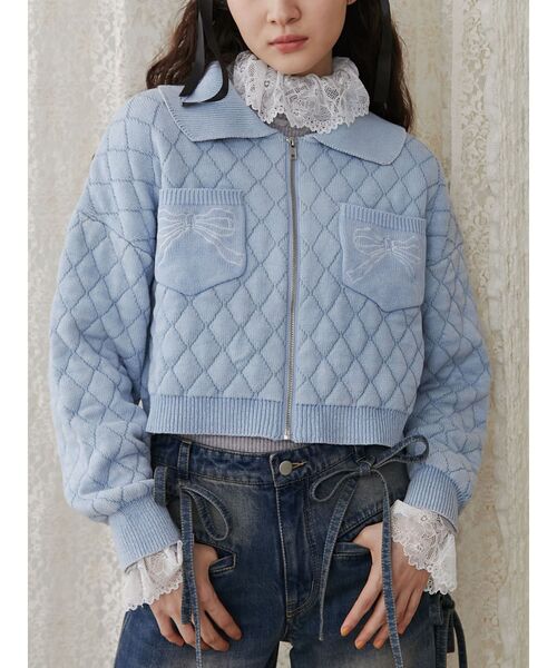 merry jenny（メリージェニー）の「ストーンウォッシュニットカーディガン（カーディガン/ボレロ・レディース・ライトブルー/オフホワイト/グレー/ブラウン・FREE）」の11枚目の写真