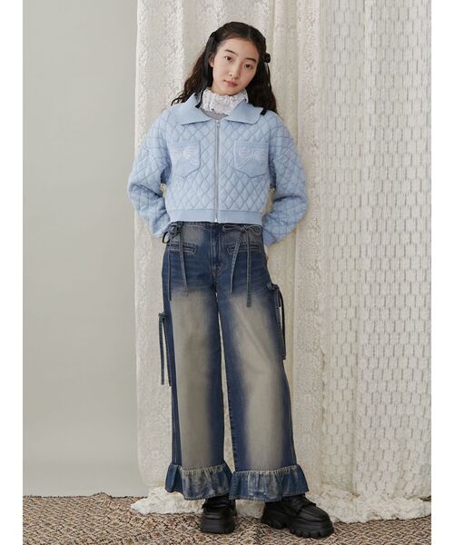 merry jenny（メリージェニー）の「ストーンウォッシュニットカーディガン（カーディガン/ボレロ・レディース・ライトブルー/オフホワイト/グレー/ブラウン・FREE）」の13枚目の写真