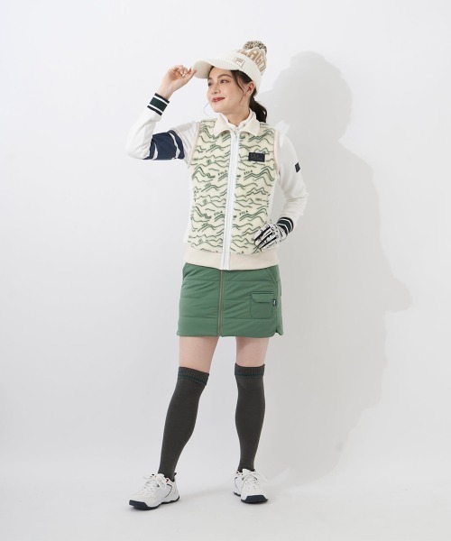 FILA GOLF(フィラゴルフ )の「ボアベスト+中綿スカート セットアップワンピース(ワンピース・レディース・オフホワイト/ネイビー/ピンク・MEDIUM/LARGE)」の5枚目の写真