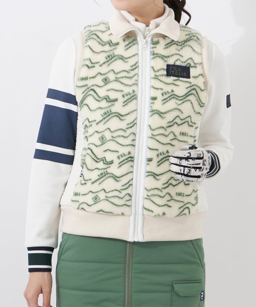FILA GOLF(フィラゴルフ )の「ボアベスト+中綿スカート セットアップワンピース(ワンピース・レディース・オフホワイト/ネイビー/ピンク・MEDIUM/LARGE)」の9枚目の写真