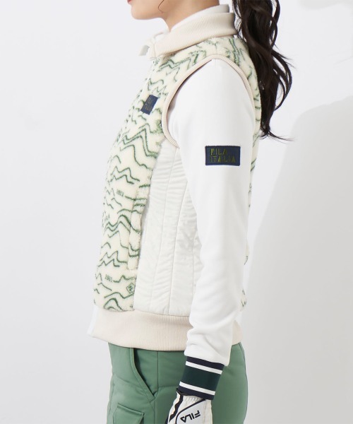 FILA GOLF(フィラゴルフ )の「ボアベスト+中綿スカート セットアップワンピース(ワンピース・レディース・オフホワイト/ネイビー/ピンク・MEDIUM/LARGE)」の10枚目の写真