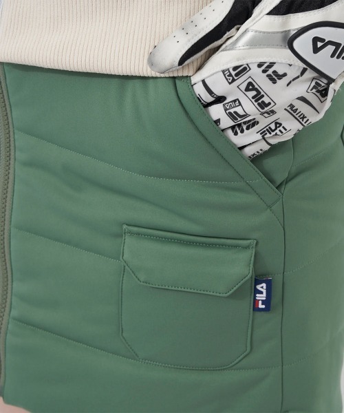 FILA GOLF(フィラゴルフ )の「ボアベスト+中綿スカート セットアップワンピース(ワンピース・レディース・オフホワイト/ネイビー/ピンク・MEDIUM/LARGE)」の14枚目の写真