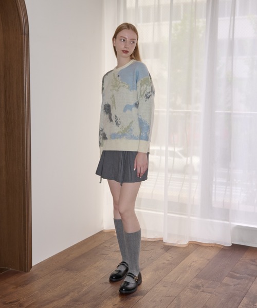 idem(イデム)の「watercolor loose knit/水彩柄ニット(ニット/セーター・レディース・アイボリー/グレー・FREE)」の8枚目の写真