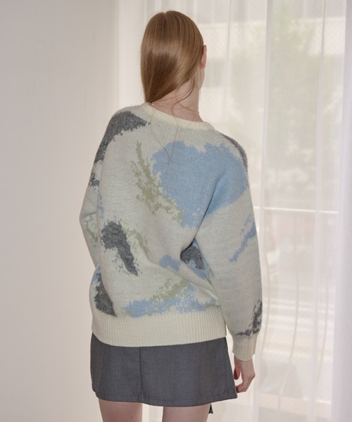 idem(イデム)の「watercolor loose knit/水彩柄ニット(ニット/セーター・レディース・アイボリー/グレー・FREE)」の14枚目の写真