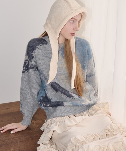 idem(イデム)の「watercolor loose knit/水彩柄ニット(ニット/セーター・レディース・アイボリー/グレー・FREE)」の19枚目の写真