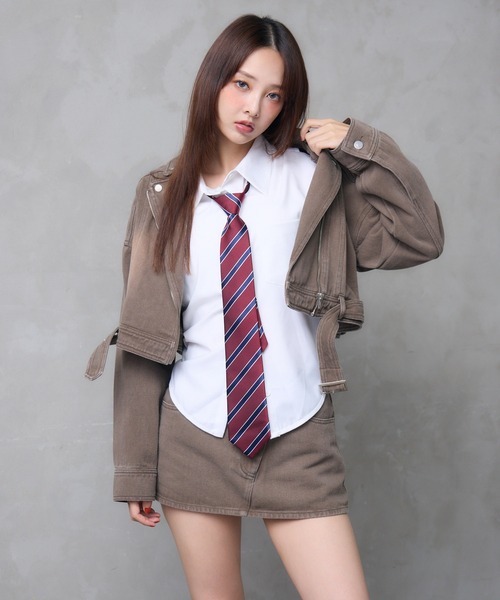 ENVYM(アンビー)の「ライダースデニムジャケット(デニムジャケット・レディース・ブルー/ブラック/ブラウン・FREE)」の3枚目の写真