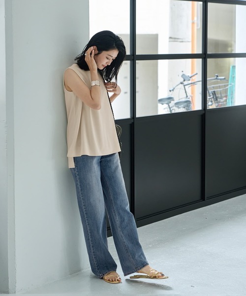 STYLE DELI(スタイルデリ)の「【匠ジョーゼット】サイドボックスチュニック(シャツ/ブラウス・レディース・ホワイト・FREE)」の5枚目の写真