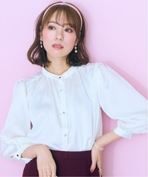 ＜大きいサイズ＞ 微光沢ギャザーデザインブラウス marun