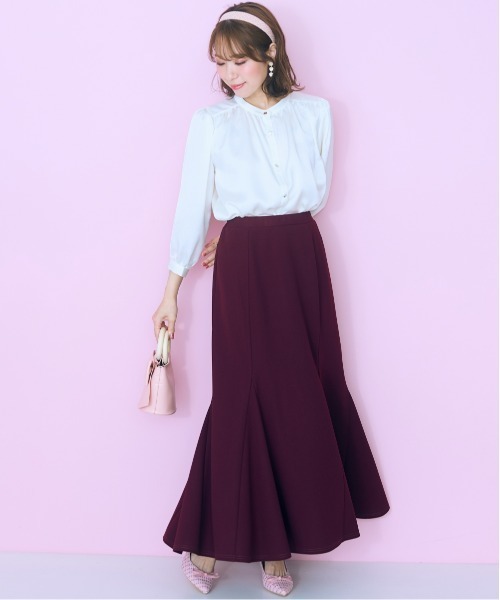 marun（マルン）の「＜大きいサイズ＞ 微光沢ギャザーデザインブラウス marun（シャツ/ブラウス・レディース・グレー系/アイボリー/ピンク・4L/3L/LL/L/5L）」の21枚目の写真