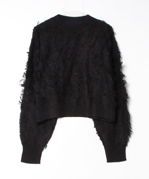 Per sist ence(パーシエンス)の「MIXフリンジプルオーバー(ニット/セーター・レディース・グレー/アイボリー/ブラック/ベージュ系・FREE)」の3枚目の写真