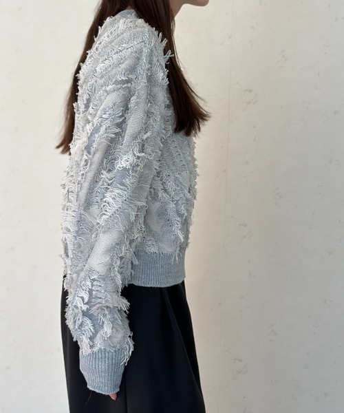 Per sist ence(パーシエンス)の「MIXフリンジプルオーバー(ニット/セーター・レディース・グレー/アイボリー/ブラック/ベージュ系・FREE)」の11枚目の写真