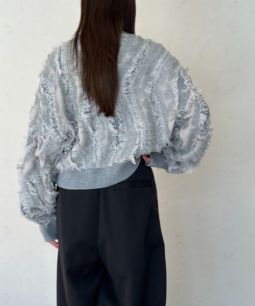 Per sist ence(パーシエンス)の「MIXフリンジプルオーバー(ニット/セーター・レディース・グレー/アイボリー/ブラック/ベージュ系・FREE)」の13枚目の写真