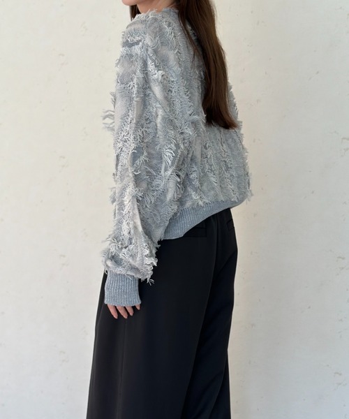 Per sist ence(パーシエンス)の「MIXフリンジプルオーバー(ニット/セーター・レディース・グレー/アイボリー/ブラック/ベージュ系・FREE)」の14枚目の写真