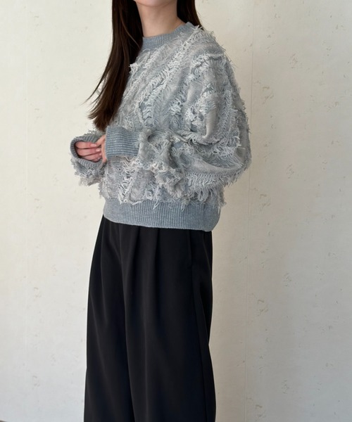 Per sist ence(パーシエンス)の「MIXフリンジプルオーバー(ニット/セーター・レディース・グレー/アイボリー/ブラック/ベージュ系・FREE)」の15枚目の写真