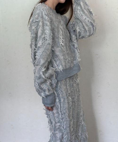 Per sist ence(パーシエンス)の「MIXフリンジプルオーバー(ニット/セーター・レディース・グレー/アイボリー/ブラック/ベージュ系・FREE)」の22枚目の写真