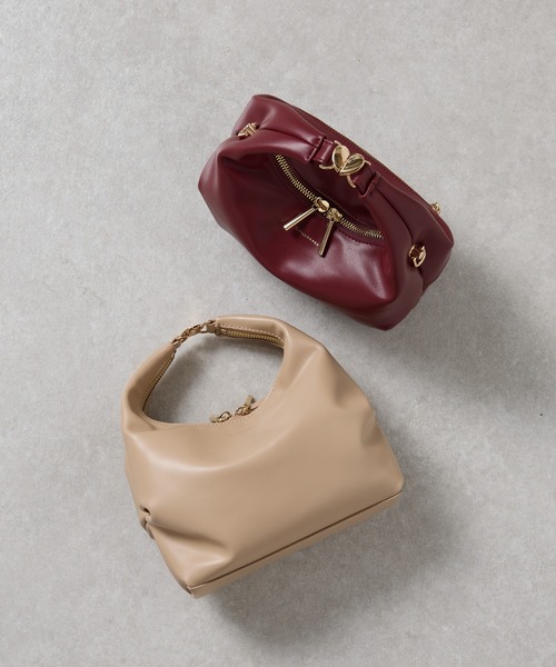 PAPILLONNER パピヨネ 2way ショルダーバッグ レザー ブラウン PAPILLONNER（パピヨネ）の「ハートモチーフ2WAYバッグ