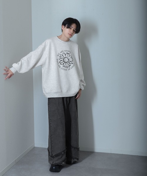 NILWAY（ニルウェイ）の「フラワーデザイン オーバーサイズ スウェット（スウェット・レディース・オートミール/ブラック/杢グレー・MEDIUM/LARGE）」の21枚目の写真