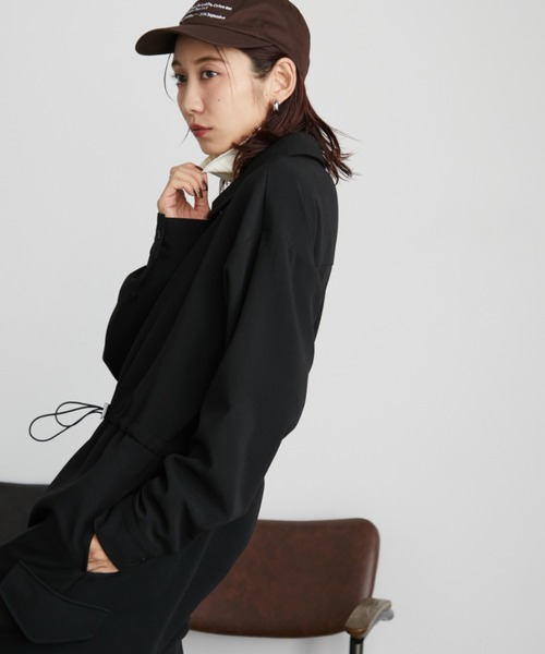 Auntie Rosa Holiday(アンティローザホリデー)の「フロントジップシャツオールインワン(つなぎ/オールインワン・レディース・ブラック/カーキ・FREE)」の16枚目の写真