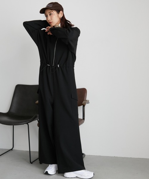 Auntie Rosa Holiday(アンティローザホリデー)の「フロントジップシャツオールインワン(つなぎ/オールインワン・レディース・ブラック/カーキ・FREE)」の14枚目の写真
