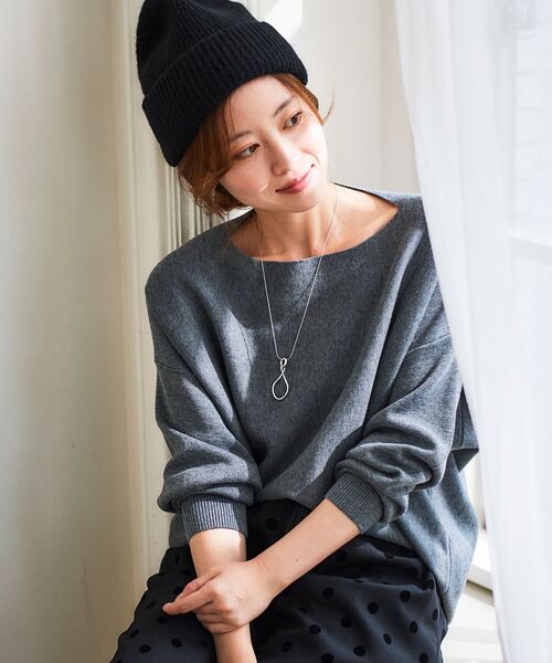 le.coeur blanc（ルクールブラン）の「《手洗い可能》ミラノリブ裾ラウンドプルオーバー（ニット/セーター・レディース・ベージュ/レッド/ブラック/チャコールグレー/アイボリー/イエロー・38）」の3枚目の写真