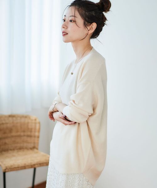 le.coeur blanc（ルクールブラン）の「《手洗い可能》ミラノリブ裾ラウンドプルオーバー（ニット/セーター・レディース・ベージュ/レッド/ブラック/チャコールグレー/アイボリー/イエロー・38）」の9枚目の写真