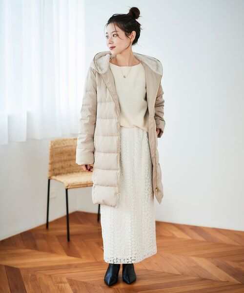 le.coeur blanc（ルクールブラン）の「《手洗い可能》ミラノリブ裾ラウンドプルオーバー（ニット/セーター・レディース・ベージュ/レッド/ブラック/チャコールグレー/アイボリー/イエロー・38）」の12枚目の写真